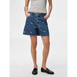 PIECES Flora HW denim shorts - Medium Blue Denim