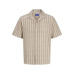 JACK & JONES Summer luke texture kortærmet resort skjorte - Mocha meringue