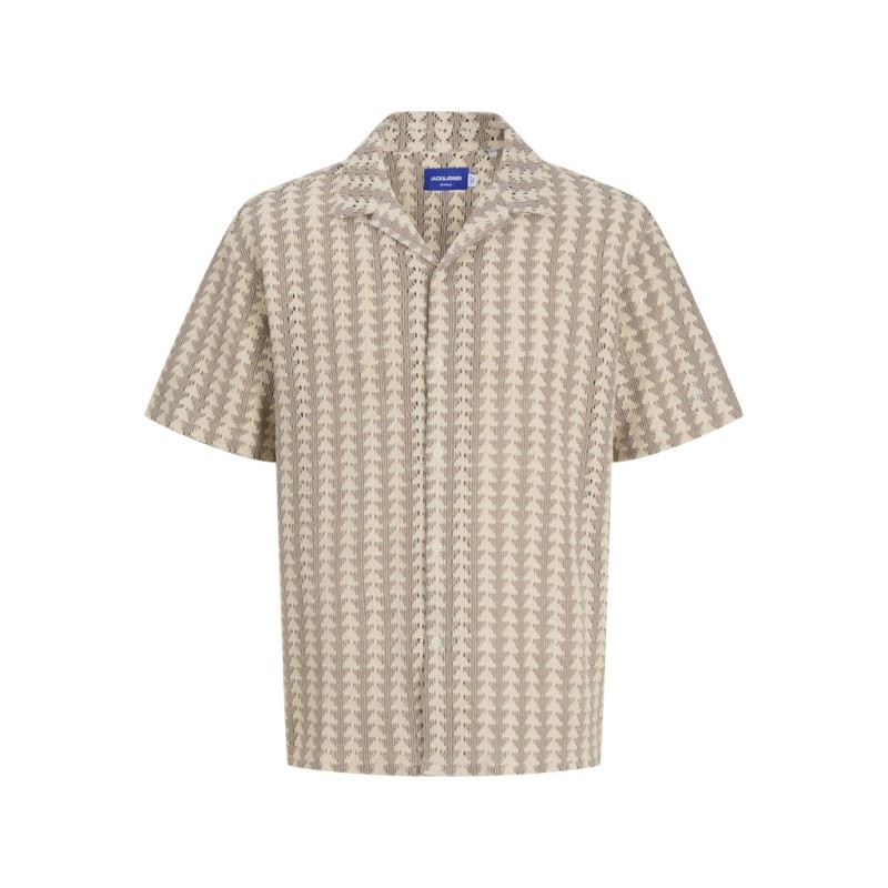 JACK & JONES Summer luke texture kortærmet resort skjorte - Mocha meringue