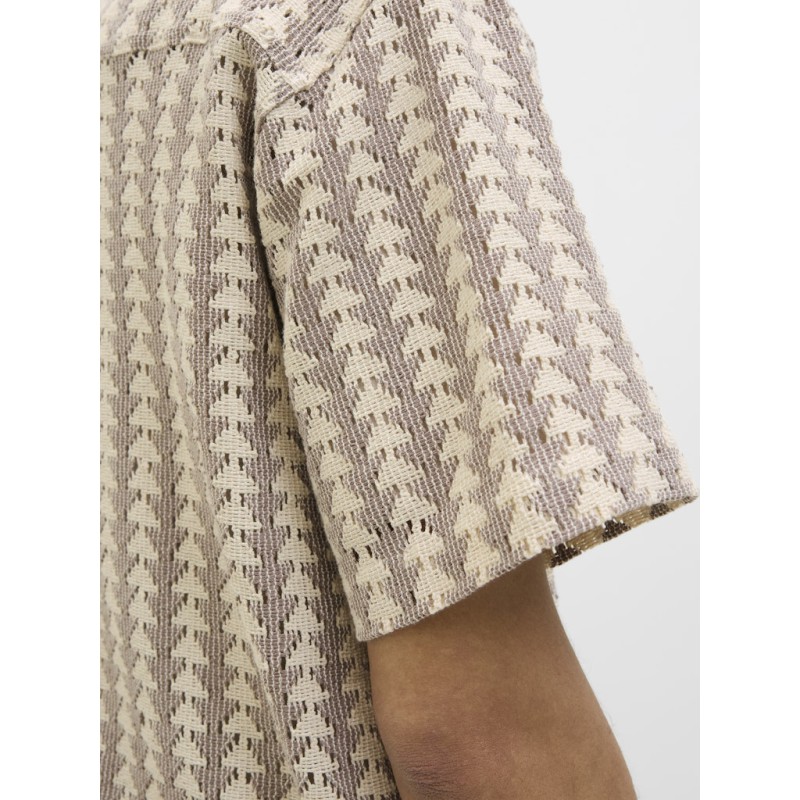 JACK & JONES Summer luke texture kortærmet resort skjorte - Mocha meringue