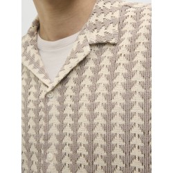 JACK & JONES Summer luke texture kortærmet resort skjorte - Mocha meringue