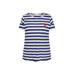 ONLY CARMAKOMA Anita kortærmet t-shirt - Navy Peony CD. Detail Emb. heart Poinsettia