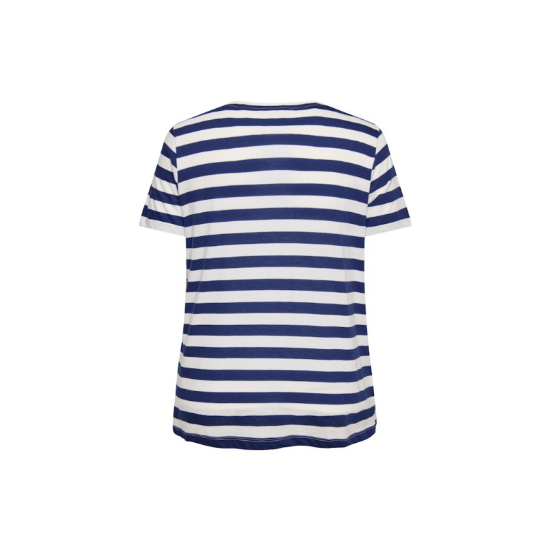 ONLY CARMAKOMA Anita kortærmet t-shirt - Navy Peony CD. Detail Emb. heart Poinsettia