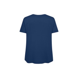 ONLY CARMAKOMA Anita kortærmet t-shirt - Navy Peony SOLID. Detail Emb. heart Poinsettia