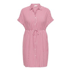 ONLY Carmakoma Penna S/S Midi Skjortekjole - Raspberry Cloud dancer