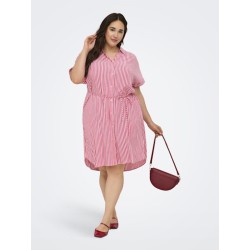 ONLY Carmakoma Penna S/S Midi Skjortekjole - Raspberry Cloud dancer