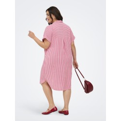 ONLY Carmakoma Penna S/S Midi Skjortekjole - Raspberry Cloud dancer