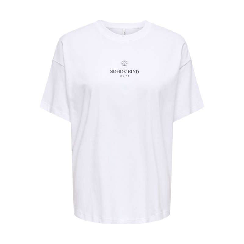 ONLY Vivvi kortærmet lovely t-shirt - Bright White Espresso festival boho