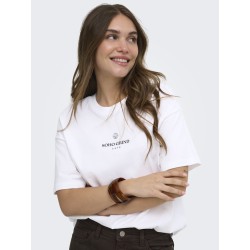 ONLY Vivvi kortærmet lovely t-shirt - Bright White Espresso festival boho