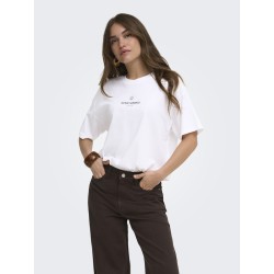 ONLY Vivvi kortærmet lovely t-shirt - Bright White Espresso festival boho