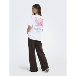 ONLY Vivvi kortærmet lovely t-shirt - Bright White Espresso festival boho