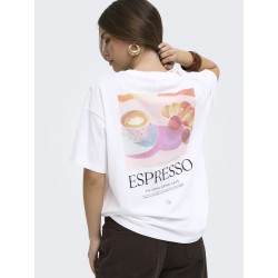 ONLY Vivvi kortærmet lovely t-shirt - Bright White Espresso festival boho