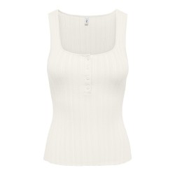 ONLY Bree kortærmet firkantet strik tanktop - Cloud Dancer