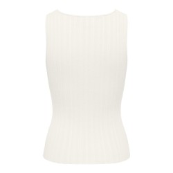 ONLY Bree kortærmet firkantet strik tanktop - Cloud Dancer