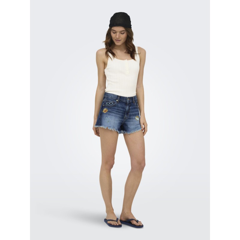 ONLY Bree kortærmet firkantet strik tanktop - Cloud Dancer