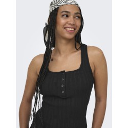 ONLY Bree kortærmet firkantet strik tanktop - Sort