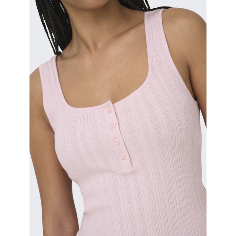 ONLY Bree kortærmet firkantet strik tanktop - Pale Lilac