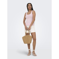 ONLY Bree kortærmet firkantet strik tanktop - Pale Lilac