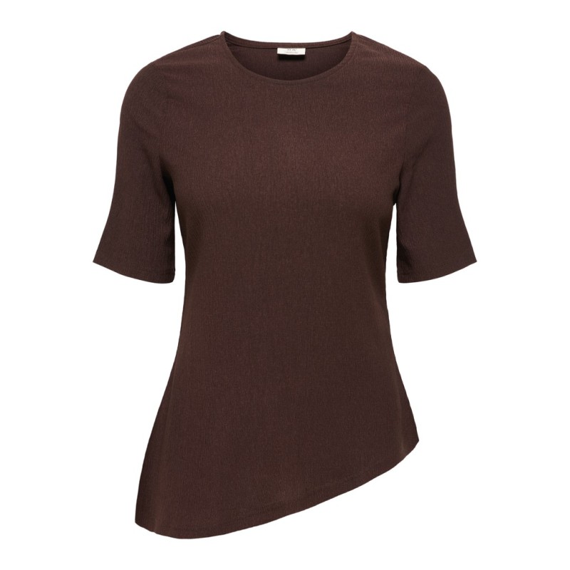JDY Debbie kortærmet asymetrisk top - Coffee Bean