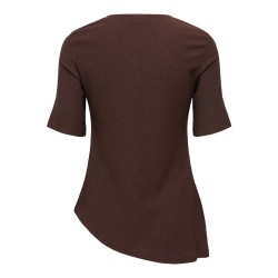 JDY Debbie kortærmet asymetrisk top - Coffee Bean
