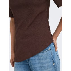 JDY Debbie kortærmet asymetrisk top - Coffee Bean