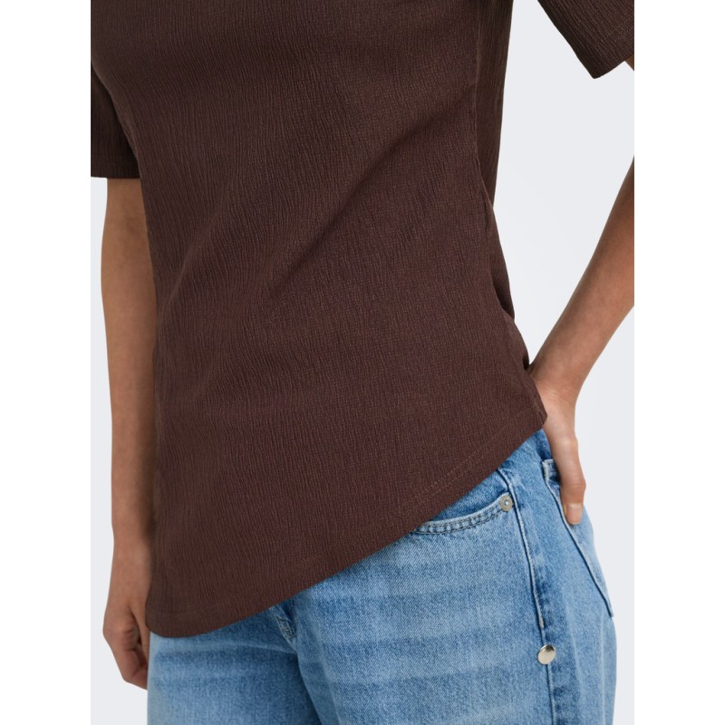JDY Debbie kortærmet asymetrisk top - Coffee Bean