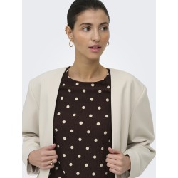 JDY Debbie kortærmet asymetrisk top - Coffee Bean Sandshell Dot