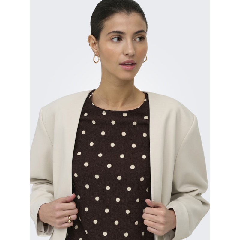 JDY Debbie kortærmet asymetrisk top - Coffee Bean Sandshell Dot