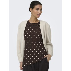 JDY Debbie kortærmet asymetrisk top - Coffee Bean Sandshell Dot