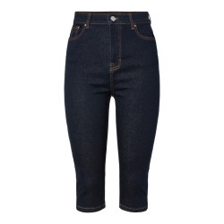 PIECES Daisy højtaljede skinny caprijeans - Dark Blue Denim
