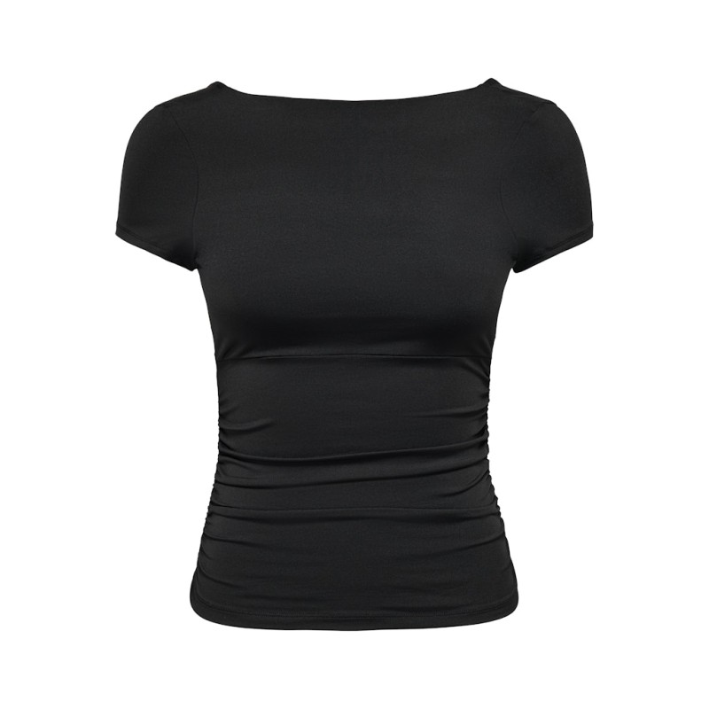 ONLY Evelyn kortærmet boatneck top - Sort