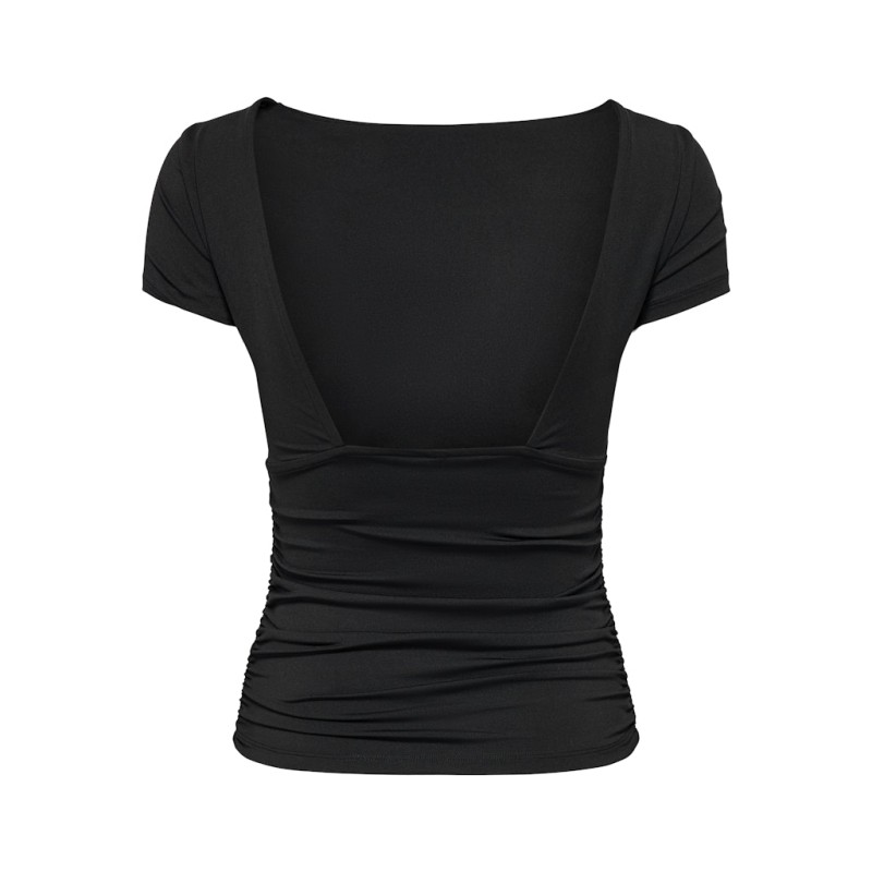 ONLY Evelyn kortærmet boatneck top - Sort