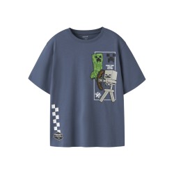 NAME IT Kids Jun minecraft kortærmet t-shirt - Vintage Indigo