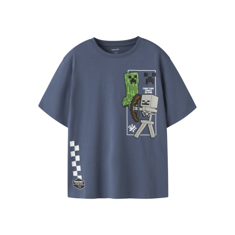 NAME IT Kids Jun minecraft kortærmet t-shirt - Vintage Indigo