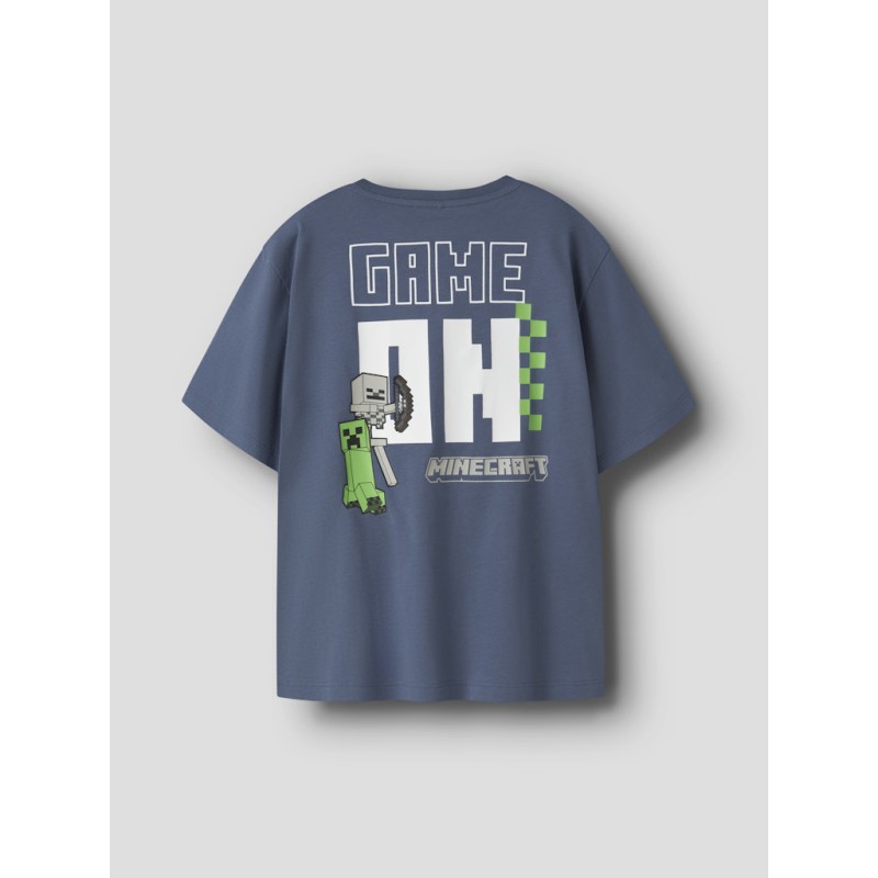 NAME IT Kids Jun minecraft kortærmet t-shirt - Vintage Indigo