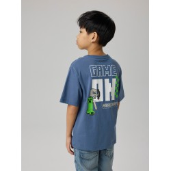 NAME IT Kids Jun minecraft kortærmet t-shirt - Vintage Indigo