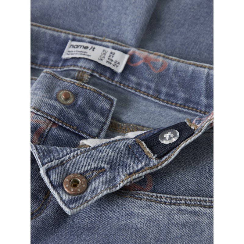 NAME IT Mini Bella mom shaped jeans - Medium Blue Denim / Bow