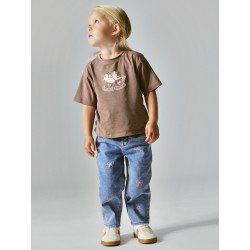 NAME IT Mini Bella mom shaped jeans - Medium Blue Denim / Bow