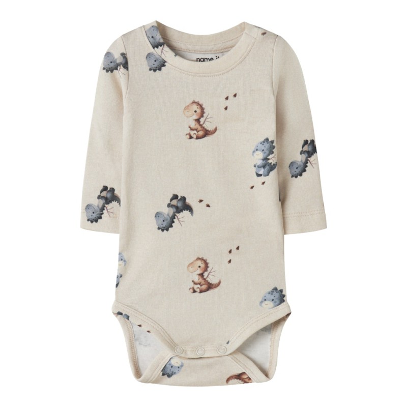 NAME IT BABY Karlos langærmet body - Peyote Melange