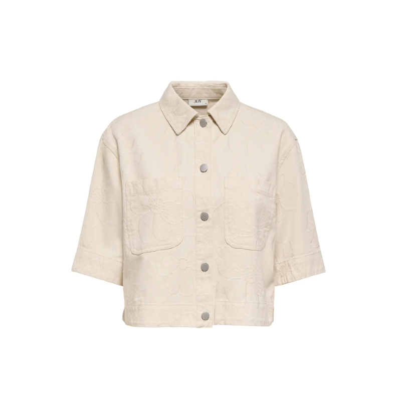 JDY Havanna kortærmet embroidery skjorte - Ecru