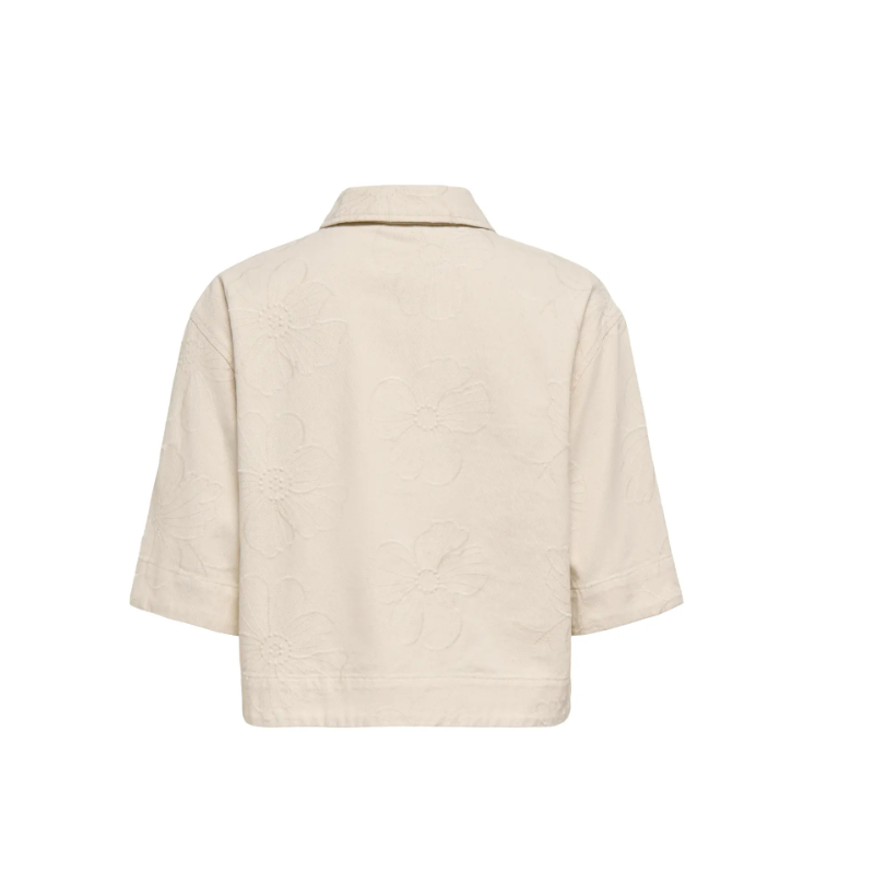 JDY Havanna kortærmet embroidery skjorte - Ecru