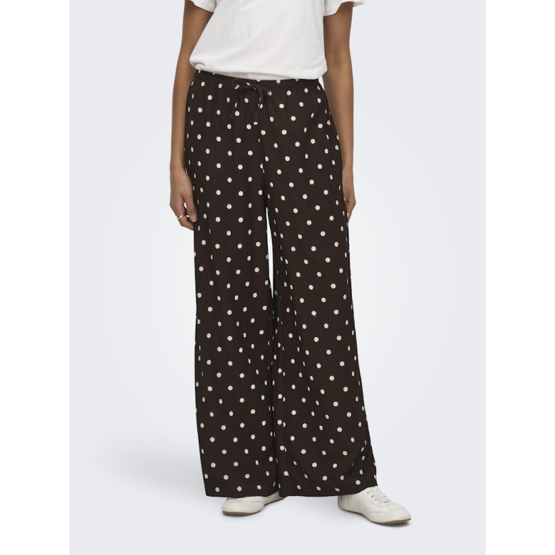 JDY Debbie new loose bukser - Coffee Bean w. SANDSHELL DOT