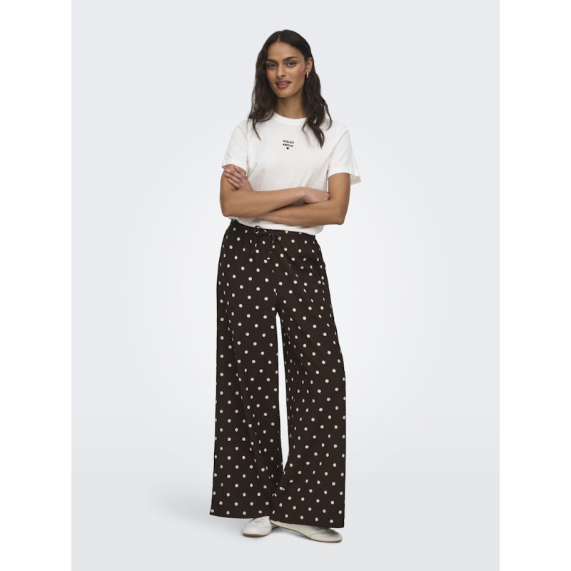 JDY Debbie new loose bukser - Coffee Bean w. SANDSHELL DOT