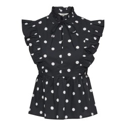 ONLY Kai peplum flæse top - Black / White Dots