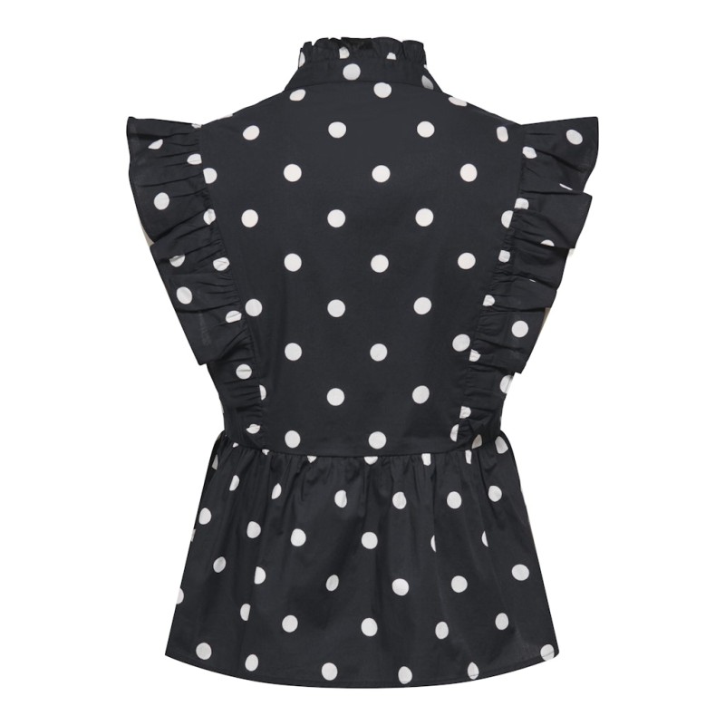 ONLY Kai peplum flæse top - Black / White Dots