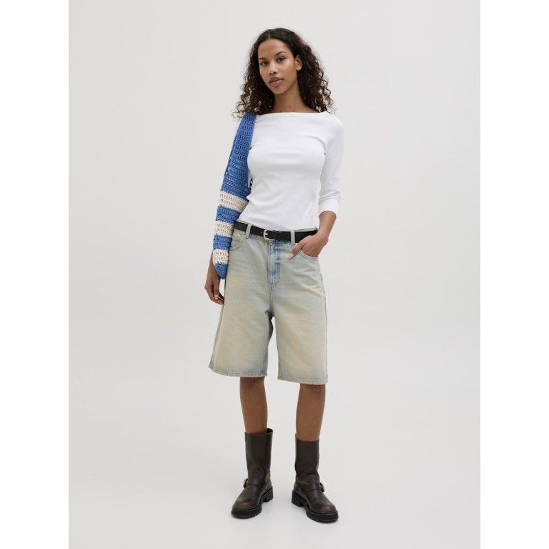 JJXX Fiffi 3/4 boatneck T-shirt - Bright White