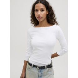 JJXX Fiffi 3/4 boatneck T-shirt - Bright White