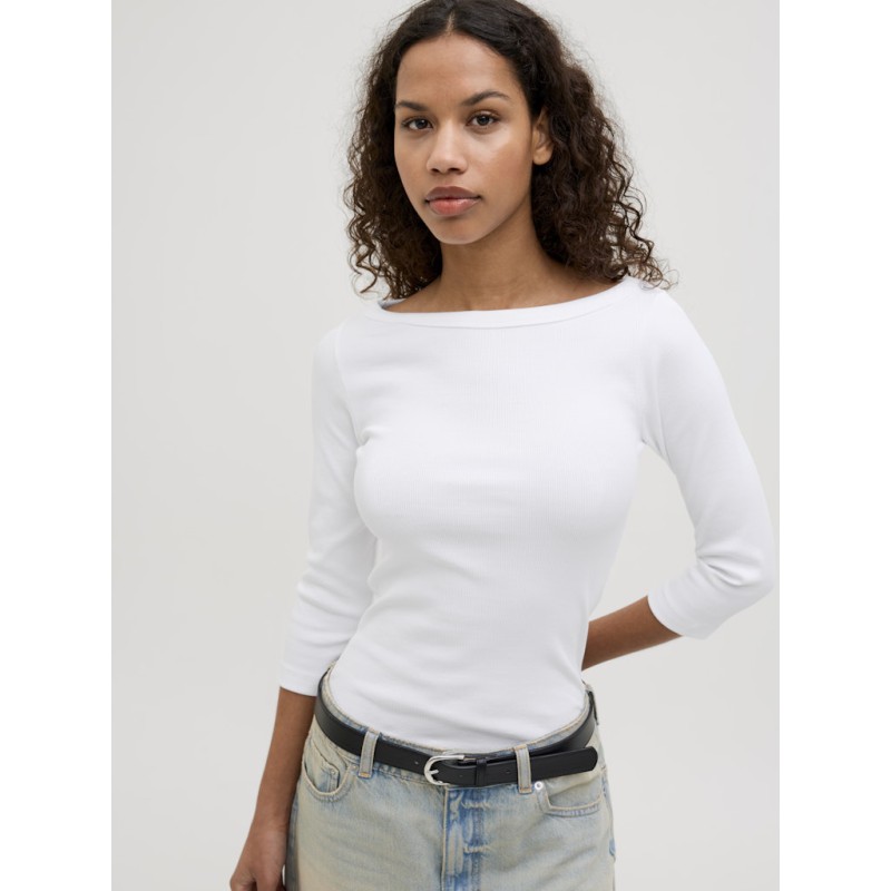 JJXX Fiffi 3/4 boatneck T-shirt - Bright White