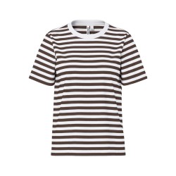 PIECES Ria kortærmet stribet t-shirt  - Hot Fudge