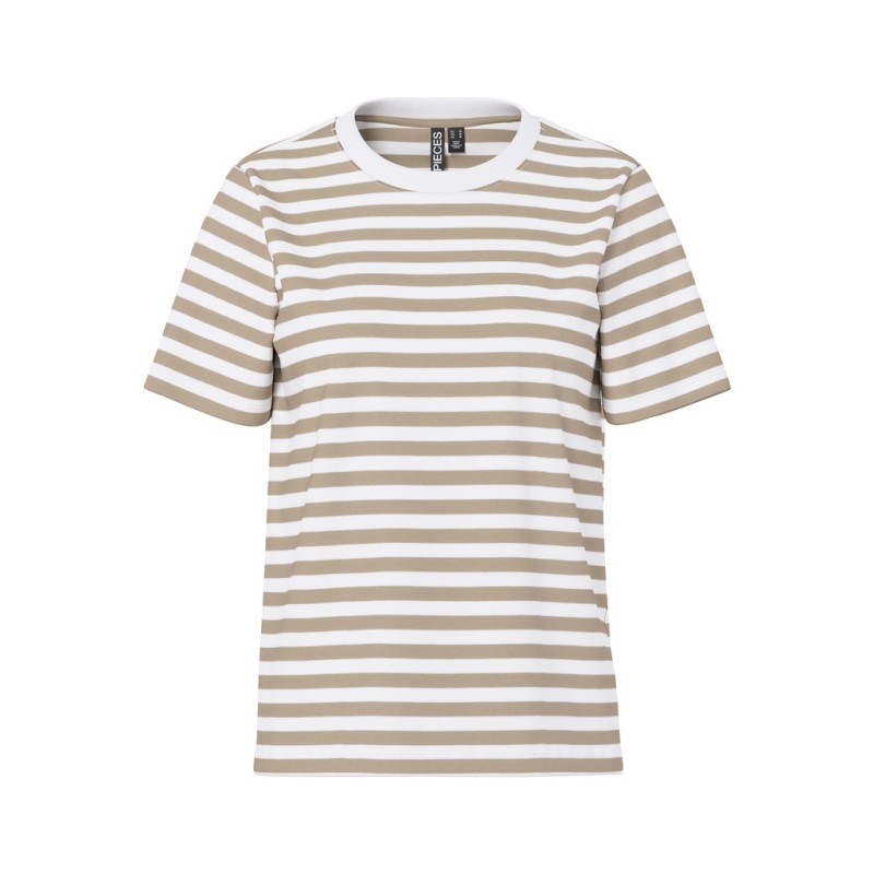 PIECES Ria kortærmet stribet t-shirt  - Silver Mink